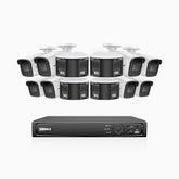 HDCK680 - 16 Kanal PoE Überwachungskamera-Set mit 8*4K Kameras & 4*6MP zwei Objektiven Kamera (180° Ultraweitwinkel), Personen-und Fahrzeugerkennung, Eingebautes Mikrophon